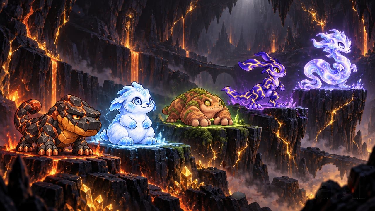 Mine — the elemental collection grinding a fresh Spirit Card